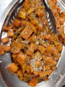 Roasted Honey Glazed Sweet Potato  finished with grated Parmesan Cheese